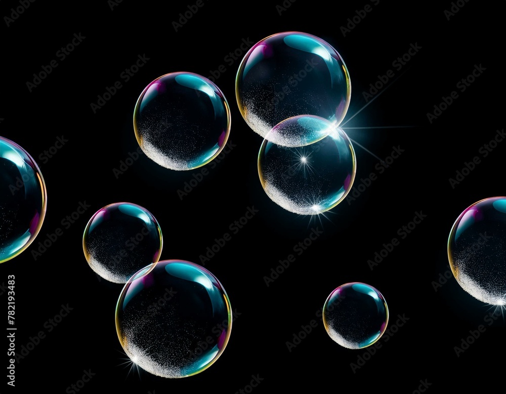 Vector soap bubble. Realistic soap bubble png, glare. Foam bubbles png. Powder, soap, deterg