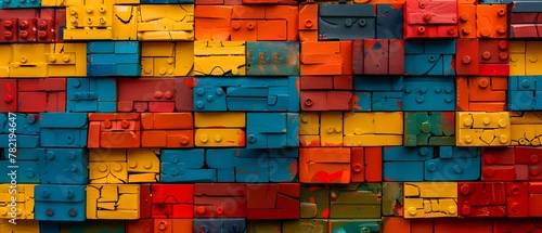 Lego background, lego wall with texture,  multi-color wall, modern lego backdrop  photo