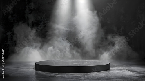 black stone podium on black background display product 