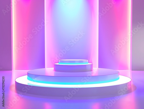 Podium backdrop with light tech, future platform game abstract, modern backdrop 