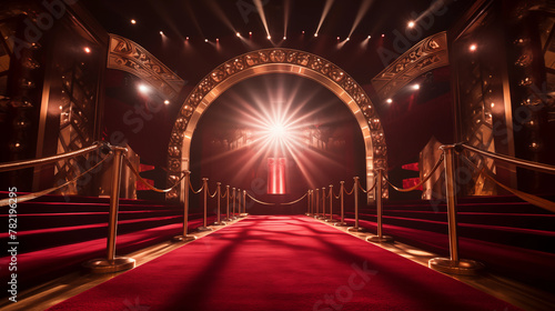 Red and gold magic stage isolation background, Illustration 