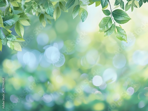 Summer background, green tree leaves on blurred background