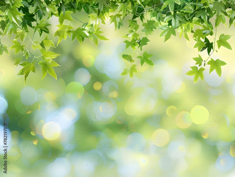 Summer background, green tree leaves on blurred background