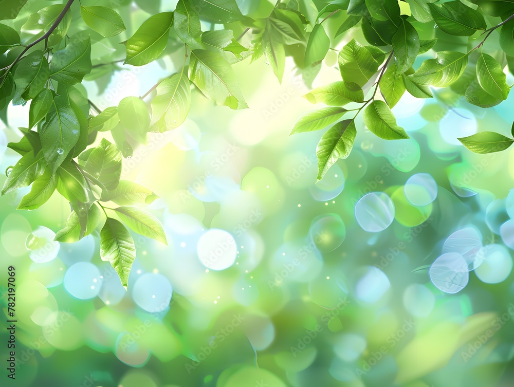 Summer background, green tree leaves on blurred background Summer background, green tree leaves on blurred background