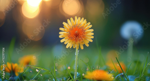 A close-up of a yellow dandelion flower  showing its intricate petals and bright yellow color
