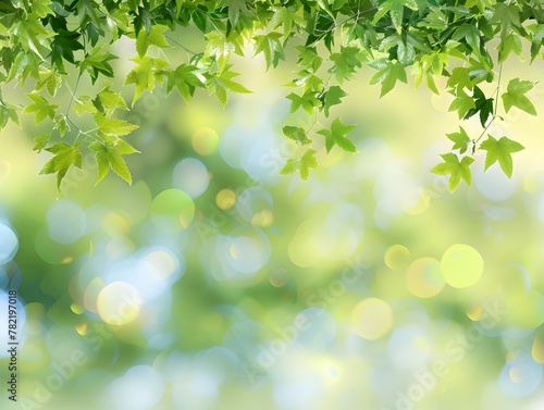Summer background, green tree leaves on blurred background © Valentin