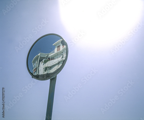 sign with house on a mirrow, greece, greklan, europa, Mats