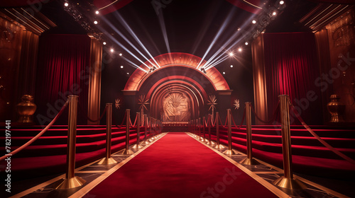 Red and gold magic stage isolation background  Illustration 