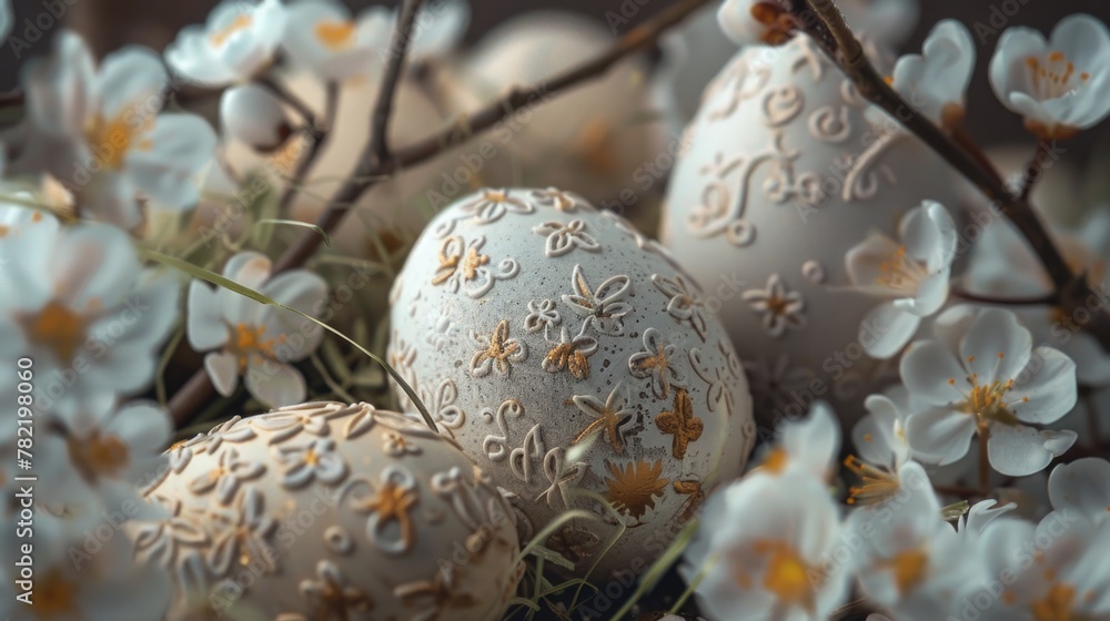 Close up of eggs in a nest, suitable for nature and wildlife themes Close up of eggs in a nest, suitable for nature and wildlife themes