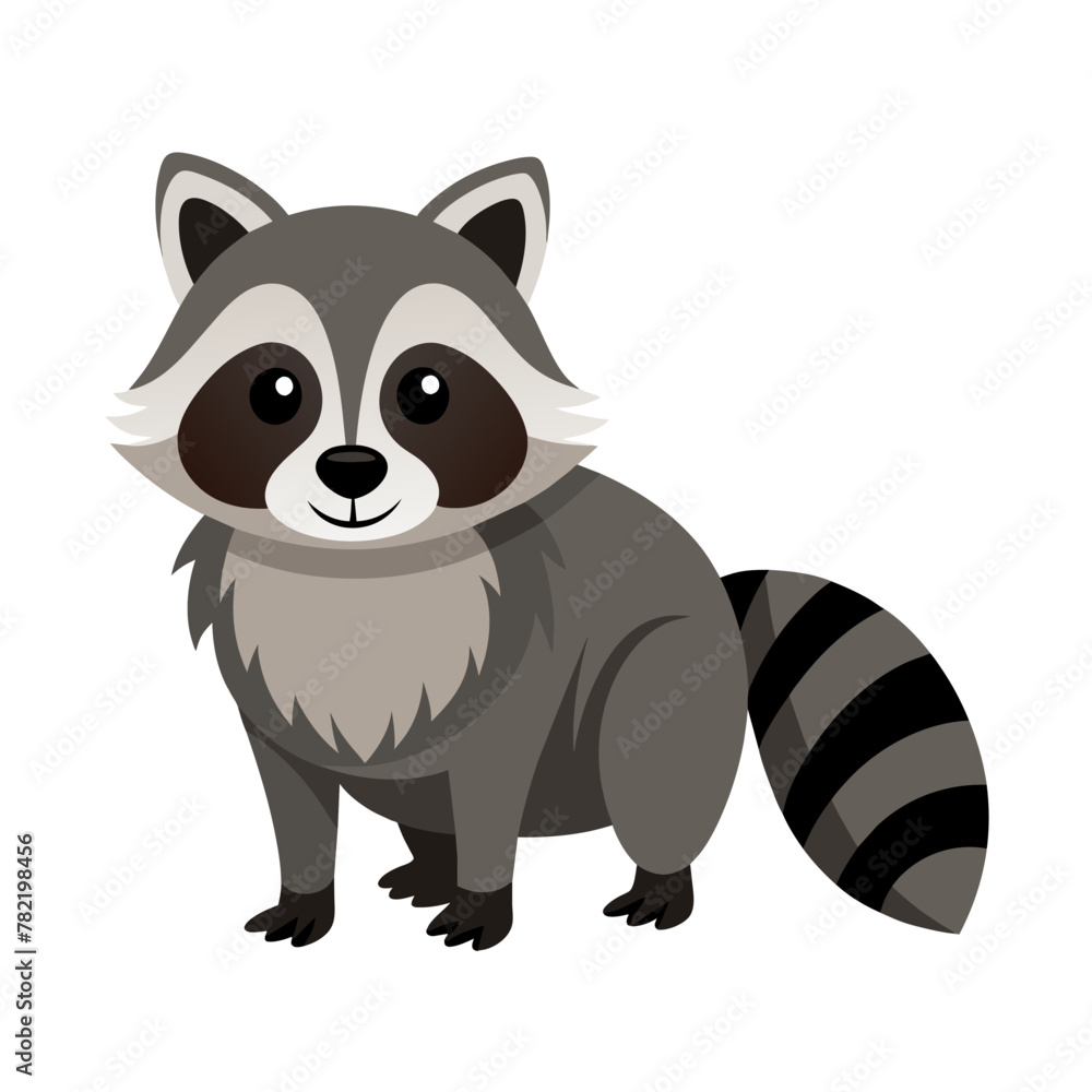 Raccoon animal. Wild mammal cute smilecartoon funny mascot Raccoon animal. Wild mammal cute smilecartoon funny mascot