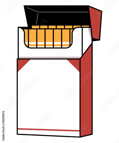 Cigarette pack hand drawn color illustration. Minimalist tatto style clip art.