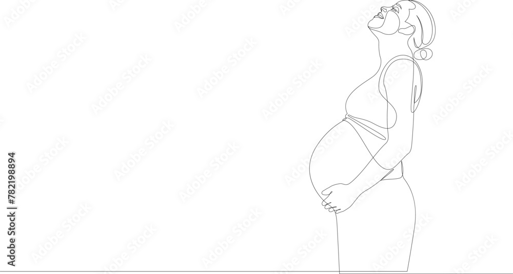 Continuous one line drawing of pregnant woman. Single line vector illustration. Continuous one line drawing of pregnant woman. Single line vector illustration.
