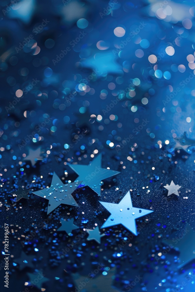 Close up of a blue background with stars. Perfect for design projects - obrazy, fototapety, plakaty 
