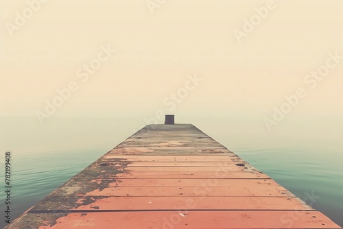 Eerie fog over an abandoned pier, atmospheric, landscape photography, silent mystery photo