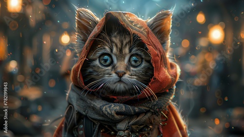 The Fantasy Thief Kitten is an illustration created in digital format photo