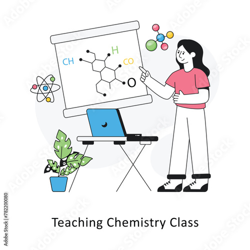 Teaching Chemistry Class Flat Style Design Vector illustration. Stock illustration