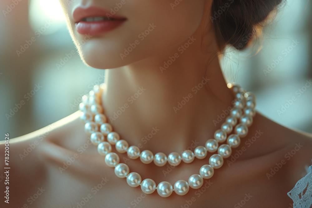 woman with pearl necklace