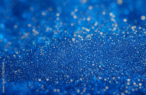 Top view blue glitter background . Realistic navy blue glitter background . Bright blue glitter background . Abstract luxury shiny glitter background