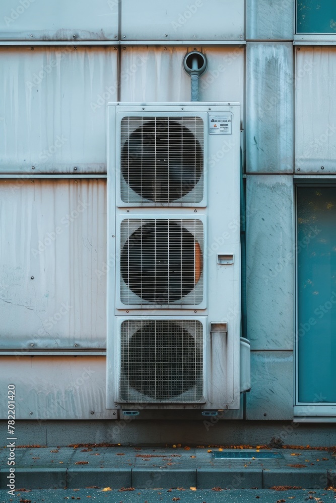 Side view of air conditioning units on a building. Suitable for HVAC or construction concepts Side view of air conditioning units on a building. Suitable for HVAC or construction concepts