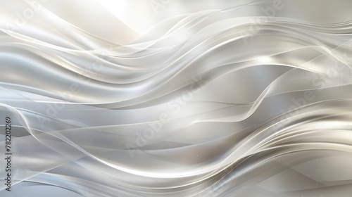 Shiny white and gray background with wavy lines, abstract 3d background white grey wavy waves flowing liquid 