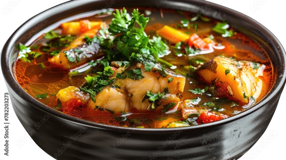 A delicious bowl of soup with hearty chunks of meat and fresh vegetables. Perfect for food and cooking related projects A delicious bowl of soup with hearty chunks of meat and fresh vegetables. Perfect for food and cooking related projects