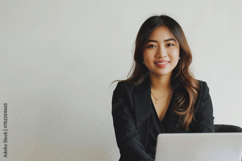Asian businesswoman working with laptop in a office Asian businesswoman working with laptop in a office