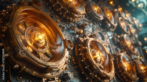 Illustration of vintage-looking steampunk banners in 3D