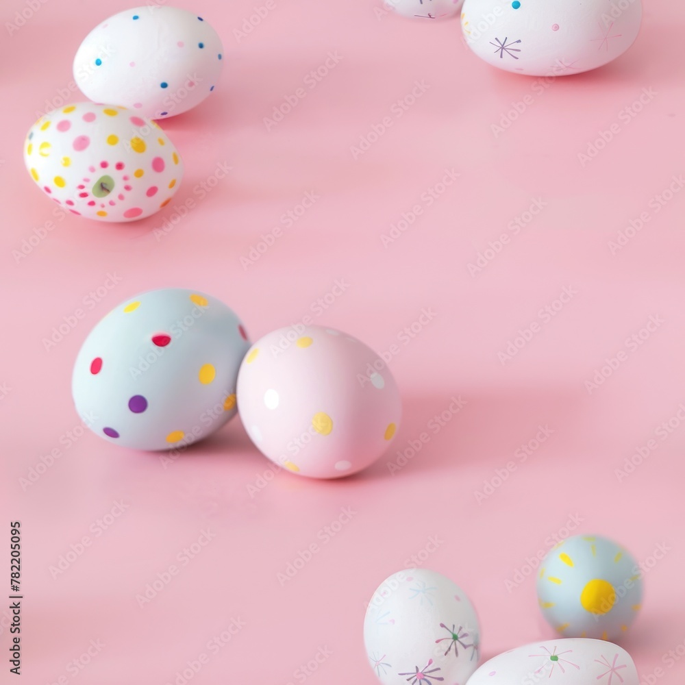 Colorful Easter eggs on a pink background. Perfect for holiday designs Colorful Easter eggs on a pink background. Perfect for holiday designs