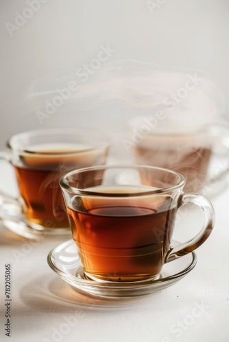 Two cups of tea on a table, suitable for a cozy atmosphere concept