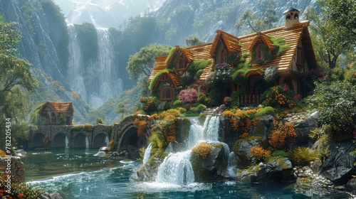 Digital illustration of a flowing magical castle