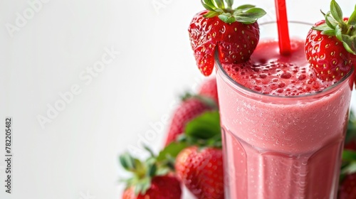Glass with fresh strawberries, perfect for food and beverage concepts
