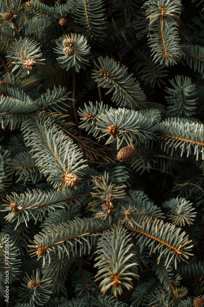 Close up of a pine tree with cones. Perfect for nature-themed designs Close up of a pine tree with cones. Perfect for nature-themed designs