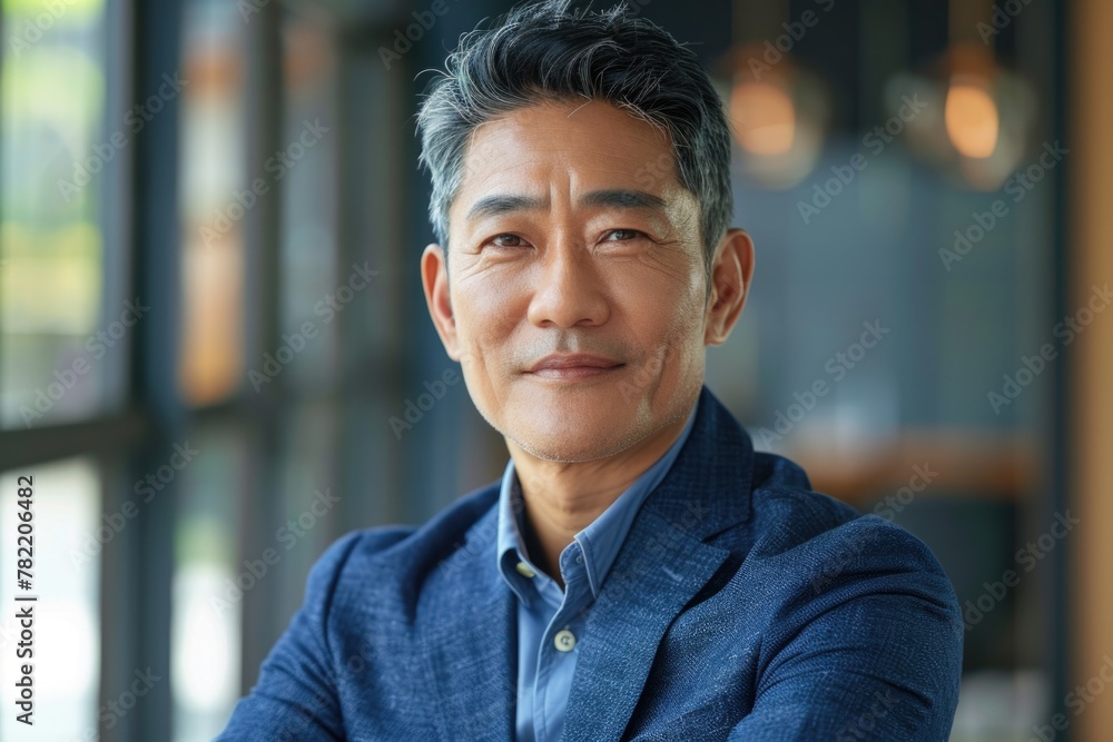 A man wearing a blue jacket and shirt. Suitable for fashion or casual concept A man wearing a blue jacket and shirt. Suitable for fashion or casual concept