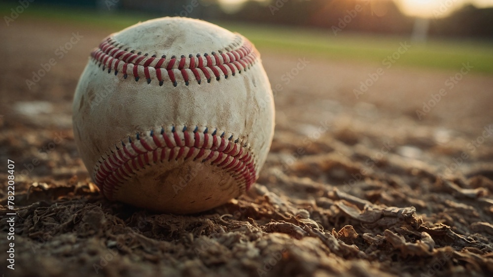 A baseball, a baseball field, empty ground, soft sunrise light, sports, professional, sports wallpaper, baseball wallpaper