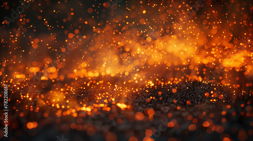 Golden fire background with orange sparks