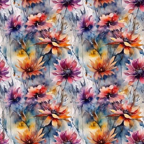watercolor flower seamless pattern, creative floral background, fashion print, original modern decoration