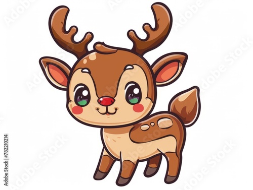 Adorable animestyle reindeer sticker for D game graphics with clean white background and vector art design  Generated by AI