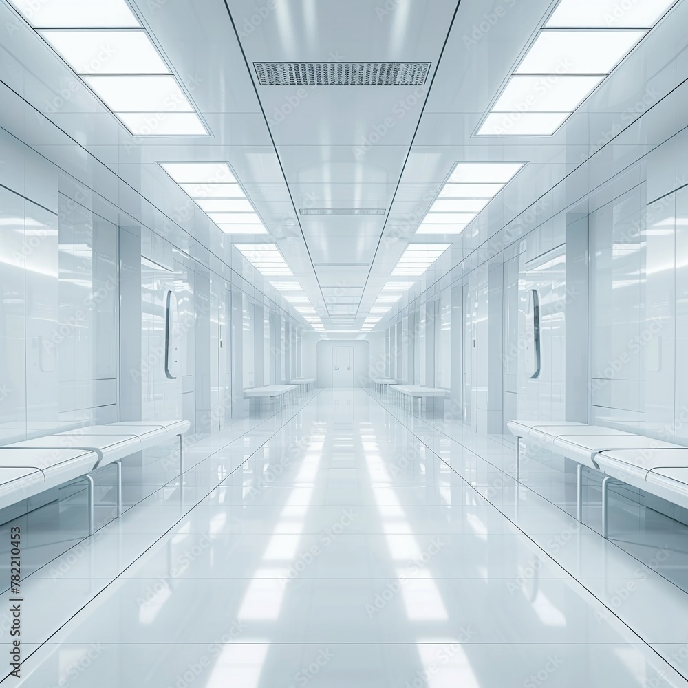 Human cloning facility, clinically bright, mid-shot, futuristic minimalism Human cloning facility, clinically bright, mid-shot, futuristic minimalism