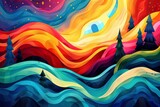 Latin waves, patterns and colors, National Hispanic Heritage Month september / october, banner of unfocused waves, reminder of historical and cultural event