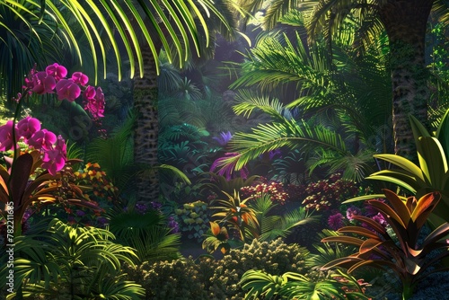 Tropical paradise with wild forest 