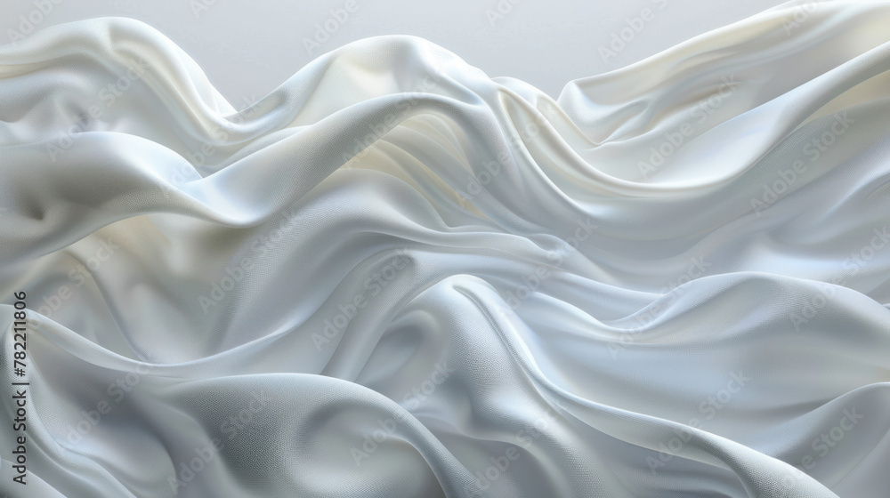 Obraz premium Wavy White Fabric on White Background