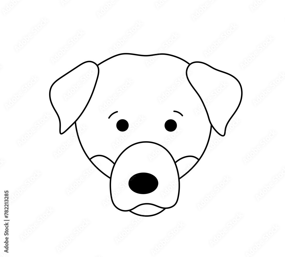 Vector isolated one single Rottweiler dog head face muzzle mask colorless black and white contour line easy drawing