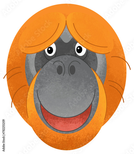 cartoon scene with monkey orangutan animal theme isolated on white background illustration for children photo