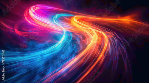 Colorful Swirl of Light on Black Background