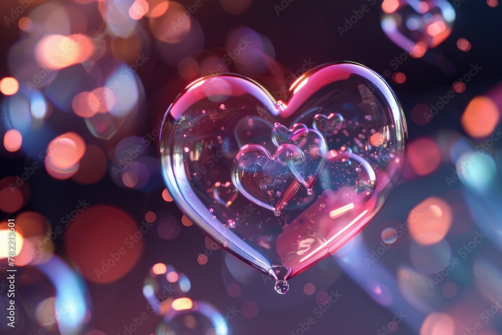 A heart shaped bubble floating in the air. Ideal for Valentine's Day designs A heart shaped bubble floating in the air. Ideal for Valentine's Day designs