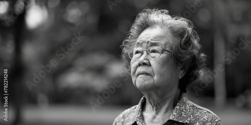 A black and white photo of an older woman. Suitable for various projects