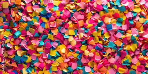 A large pile of colorful confetti pieces, perfect for festive occasions photo