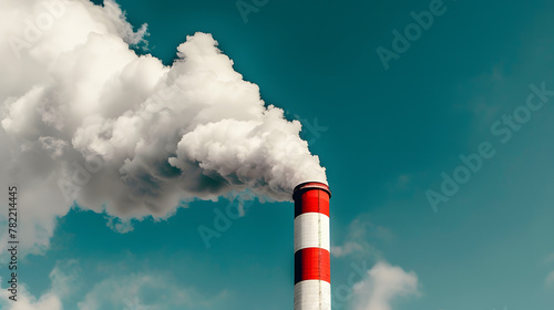 smoke stack with smoke emission. industry chimney, factory smog, symbol of climate change