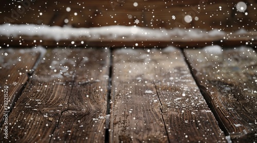 Wallpaper Mural Winter scene with snow falling on a wooden deck, suitable for seasonal backgrounds Torontodigital.ca