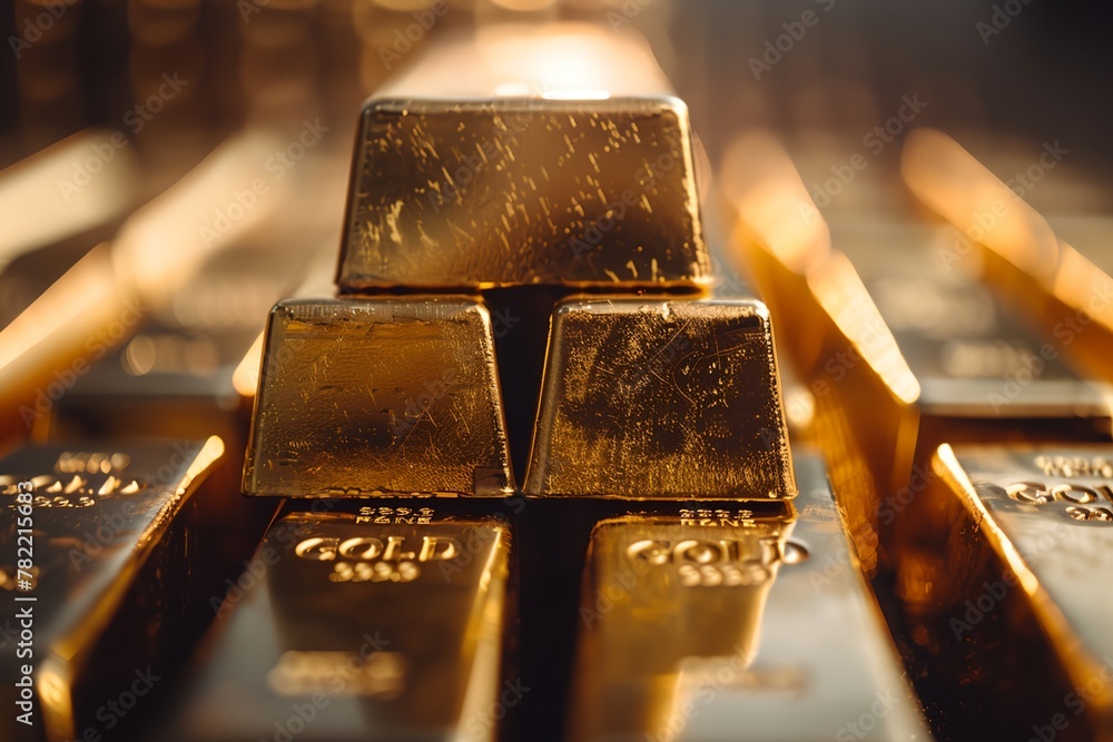 Gold stacked bars, closeup Gold stacked bars, closeup